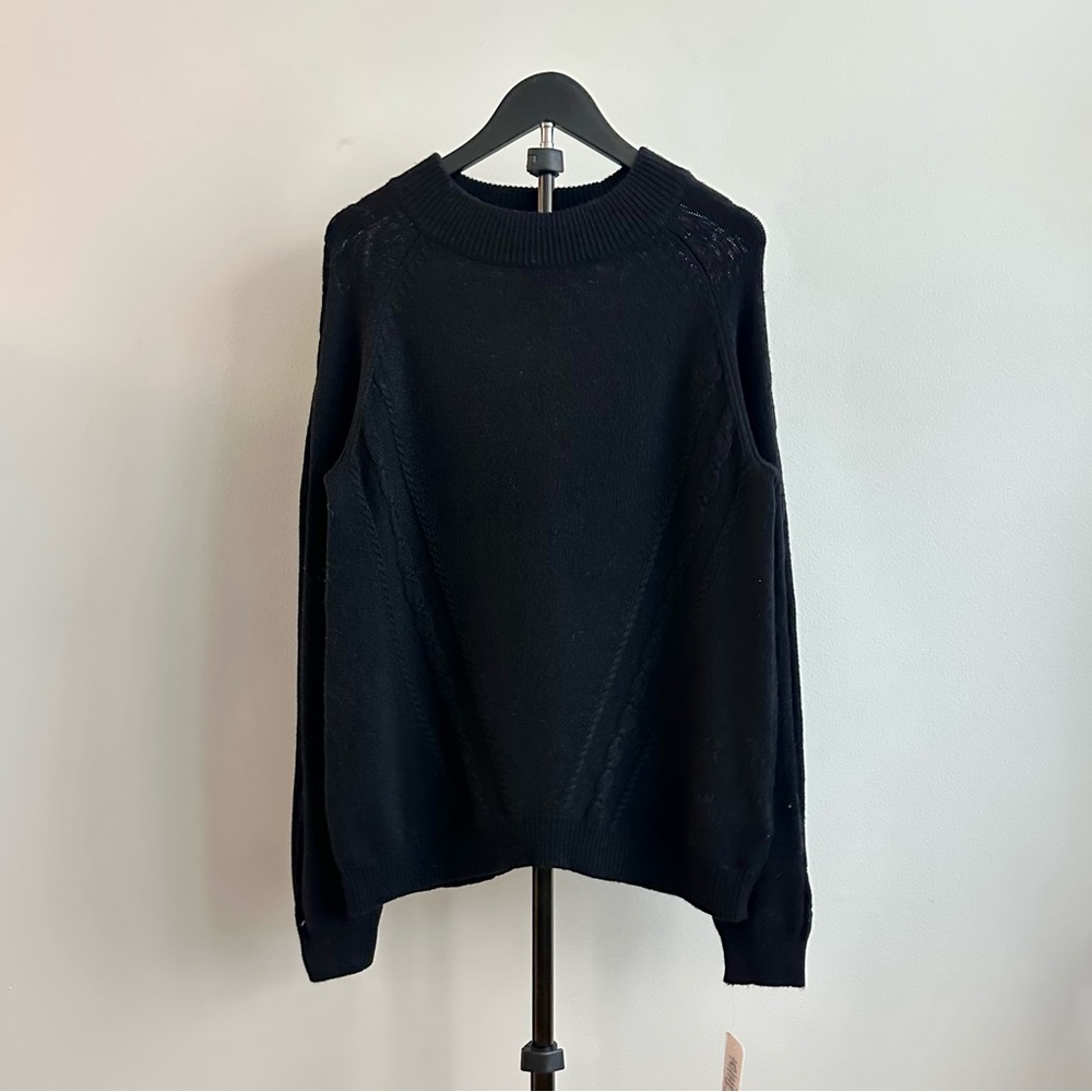 Nanette Lepore Black Cashmere Crew Neck Sweater Size L NWT